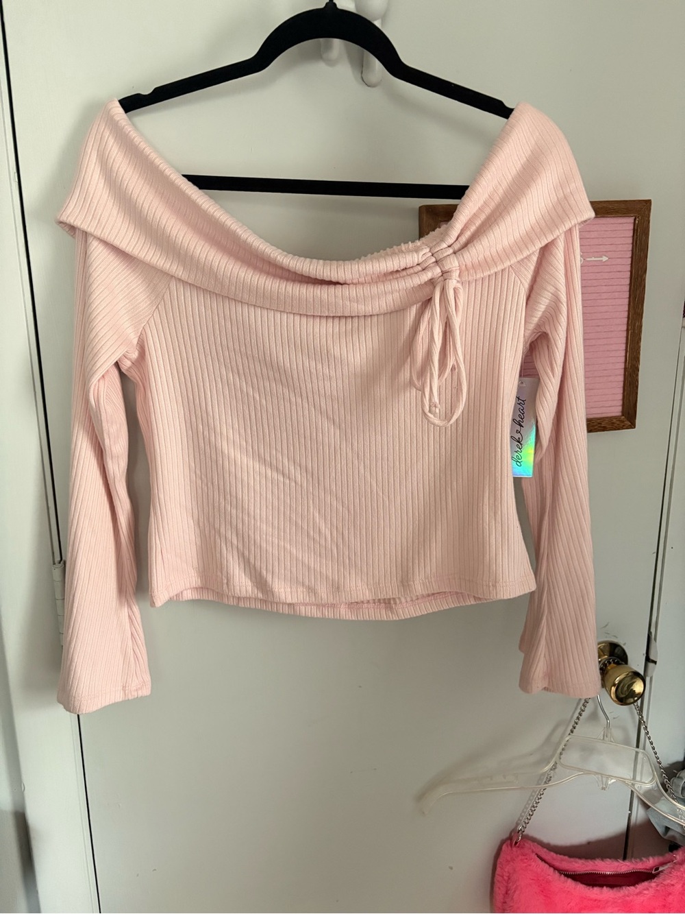 Derek Heart Light Pink Ribbed Knit Top